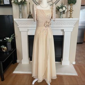 Beautiful Beige cream beaded Terno Filipina Gown